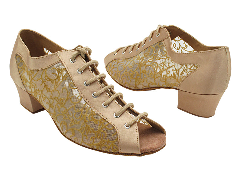 1643 135 Light Brown Satin &amp; 47 Mesh with 1.5&quot; Heel (2001) in the photo