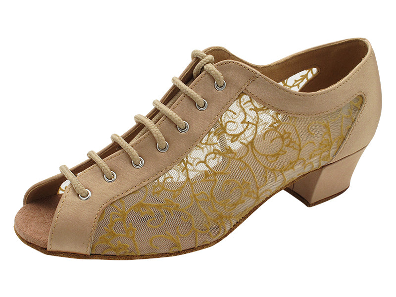 1643 135 Light Brown Satin &amp; 47 Mesh with 1.5&quot; Heel (2001) in the photo
