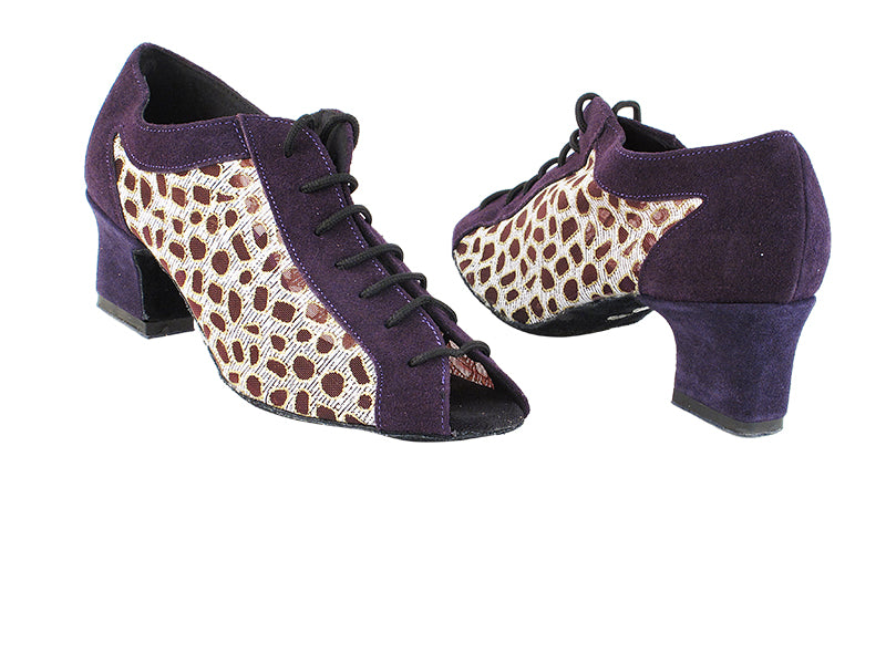 1643 281 purple suede_167 mesh with 2&quot; Thick Cuban Heel in the photo