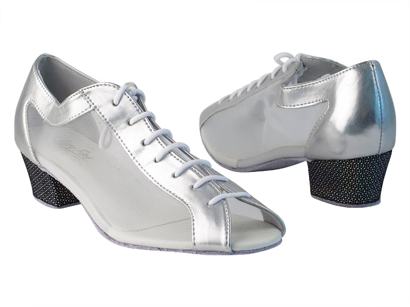 1643 151 Soft Silver PU_322 Black_H_52 White Mesh with 1.5&quot; medium heel in the photo