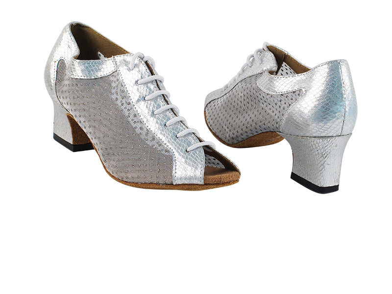 1643 221 Snake Silver_110 Mesh with 2&quot; Thick Cuban Heel in the photo