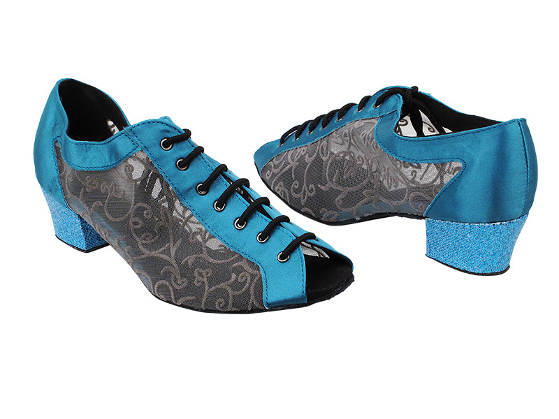 1643 230 Light Blue Satin_153 Mesh with 1.5&quot; Medium Heel in the photo