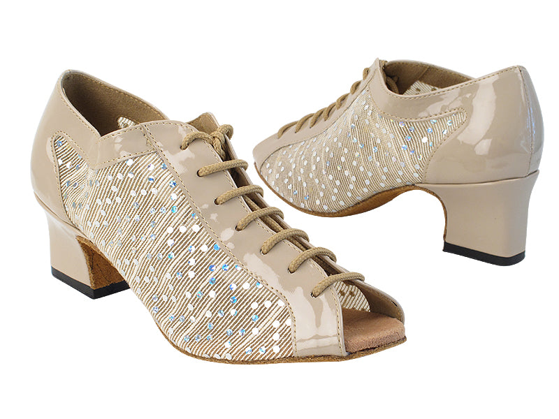 1643 298 Tan Patent PU_129 Brown Mesh with 2&quot; TC Heel in the photo