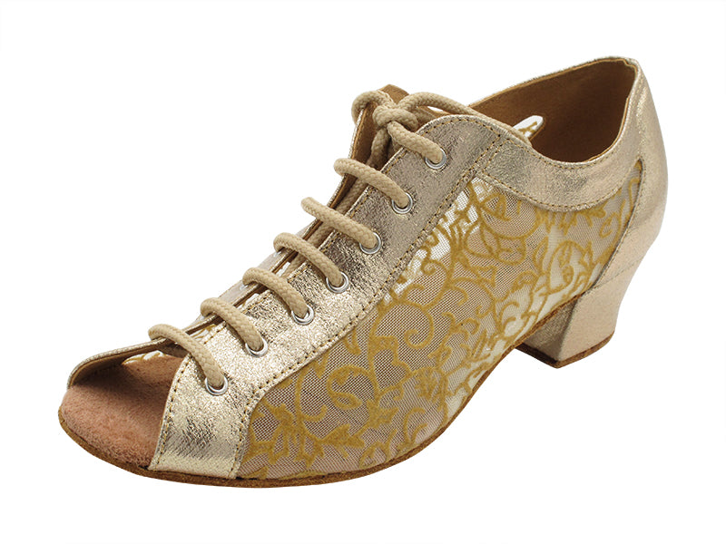 1643 300 Gold Beige Satin &amp; 47 Mesh with 1.5&quot; Heel (2001) in the photo