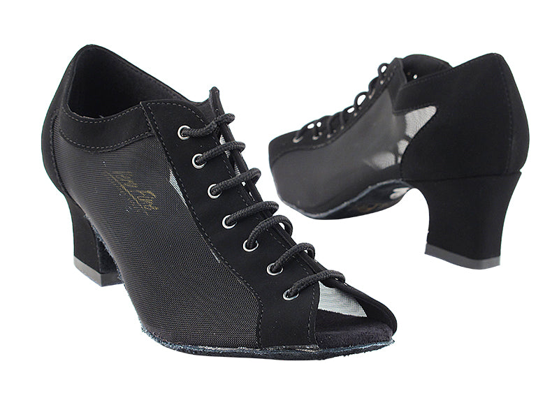 1643 Black Nubuck &amp; Black Mesh with 2&quot; Thick Cuban Heel in the photo