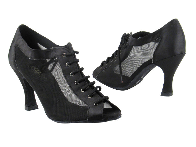 1643 Black Satin_Black Mesh with 2.75" Heel in the photo