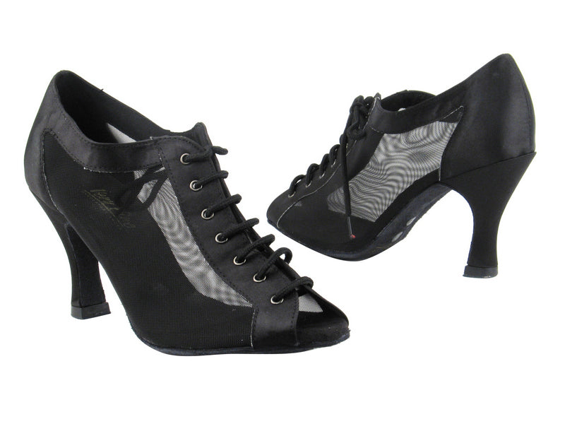 1643 Black Satin_Black Mesh with 2.75&quot; Heel in the photo