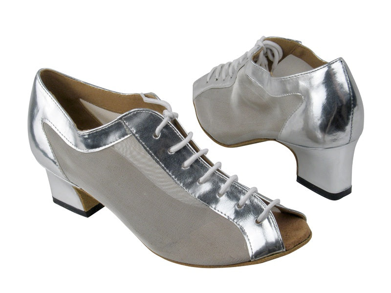 1643 Silver Leather_Silver Mesh with 2&quot; Thick Cuban heel in the photo