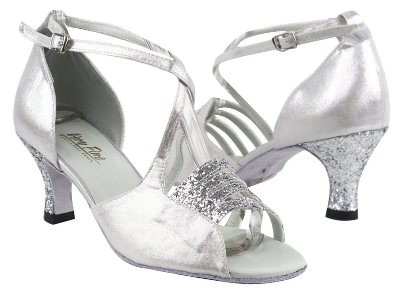 1651 7 Silver Sparkle_H_259 Silver Satin with 2.5&quot; Heel in the photo
