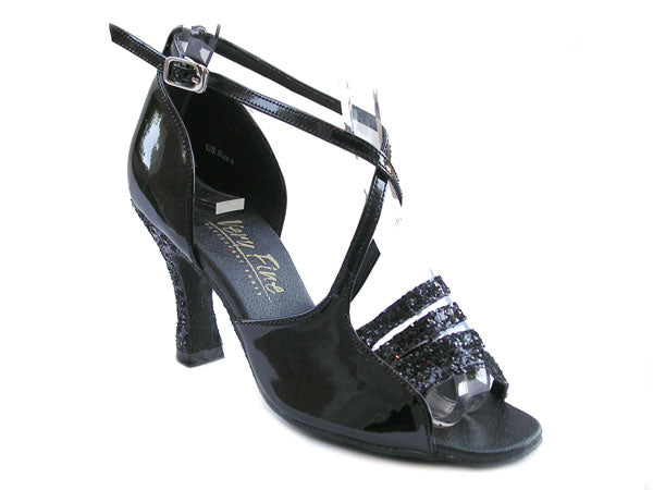 1651 Black Sparkle &amp; Black Patent with 3&quot; Heel in the photo