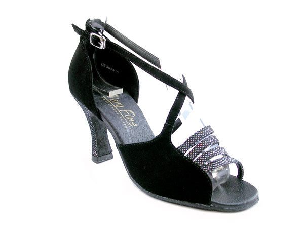 1651 Black Sparklenet &amp; Black Nubuck with 3&quot; Heel in the photo