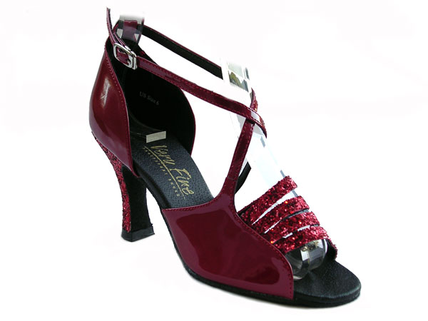 1651 Red Sparkle &amp; Red Patent with 3&quot; Heel in the photo