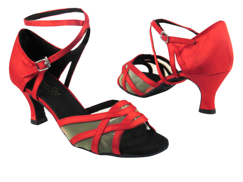 1657 112 Red Satin_Flesh Mesh with 2.5&quot; low heel in the photo