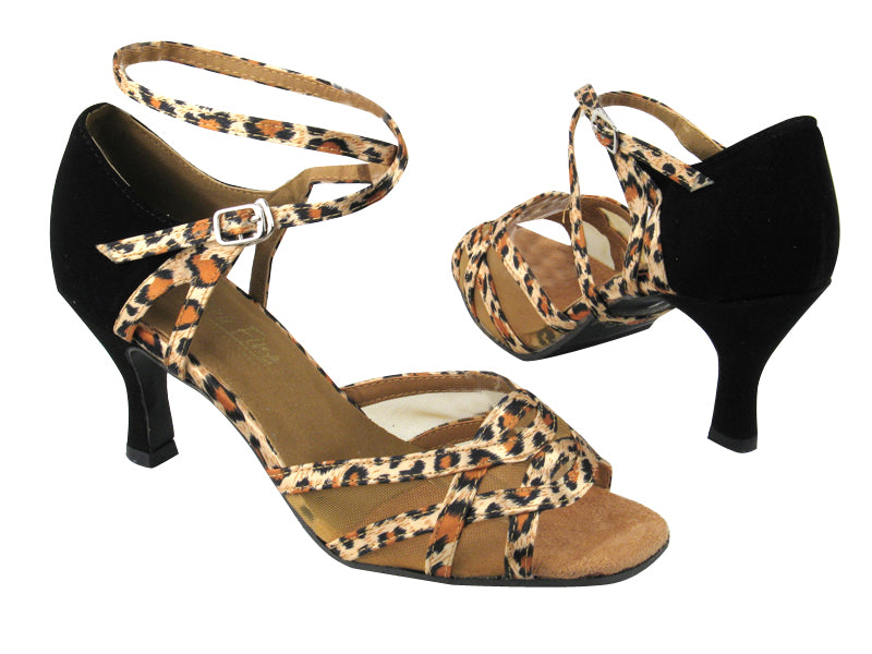 1657 152 Leopard Satin_F_S_136 Black Nubuck_B_H_Flesh Mesh with 3&quot; heel in the photo