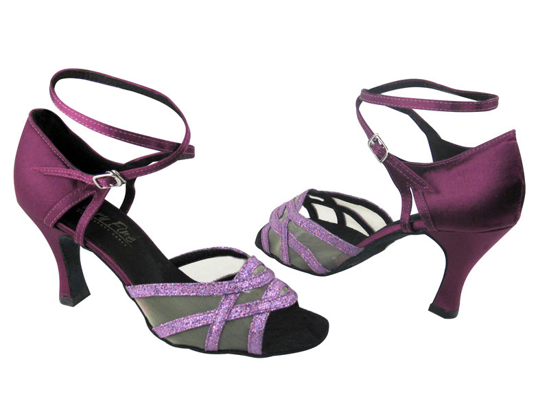 1657 190 Purple Scale &amp; 111 Purple Satin &amp; Flesh Mesh with 3&quot; Heel in the photo