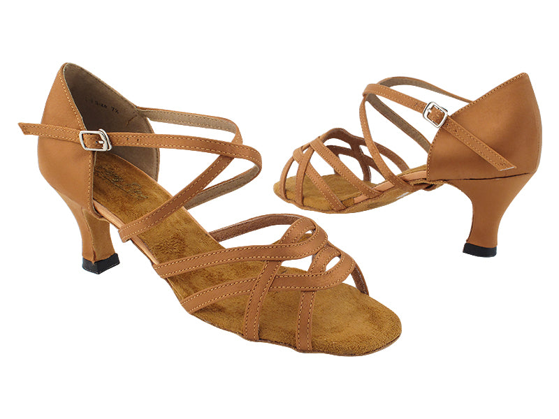 1657 81 Brown Satin_Without Mesh_X-Strap Arch with 2.5&quot; Low Heel (2899) in the photo