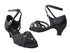 1657 Black Satin_Black Mesh with 1.3" Cuban heel in the photo