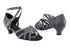 1657 105 Glitter Black Satin_Black Mesh with 1.3" Heel in the photo