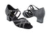 1657 105 Glitter Black Satin_Black Mesh_1_5 with 2" Thick Cuban Heel in the photo