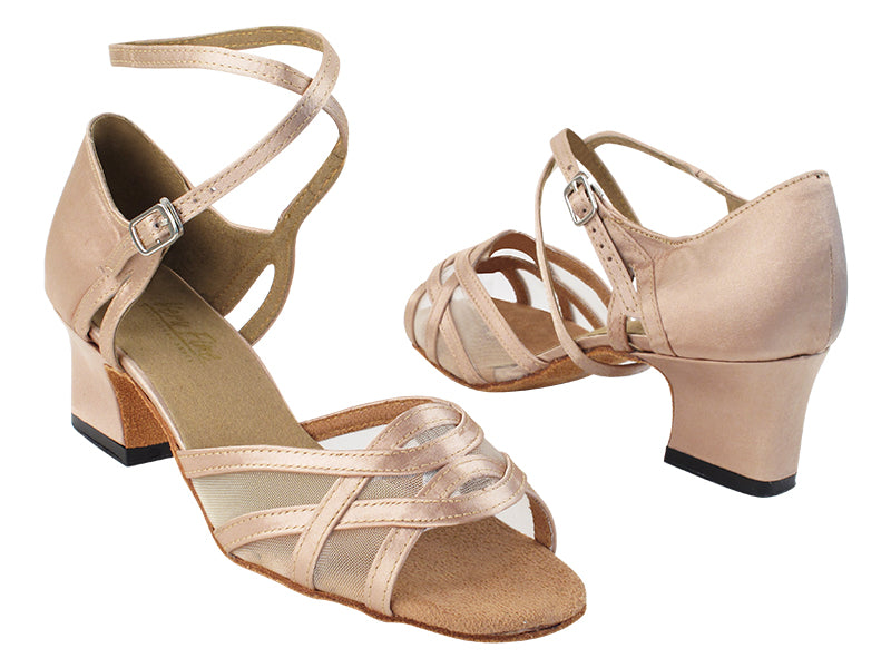1657 138 Light Brown Satin_Flesh Mesh with 2&quot; TC Heel in the photo