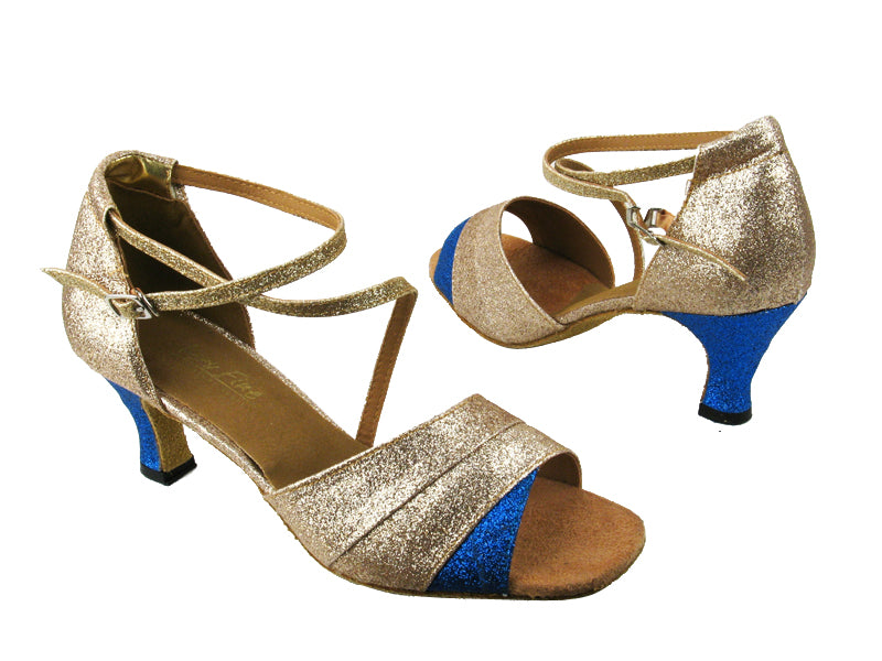 1659 125 Gold Stardust_234 Blue Stardust_H with 2.5&quot; low heel in the photo