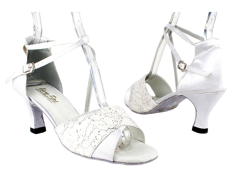 1659 194 Lace White Glitter_White Satin with 2.5&quot; Heel in the photo