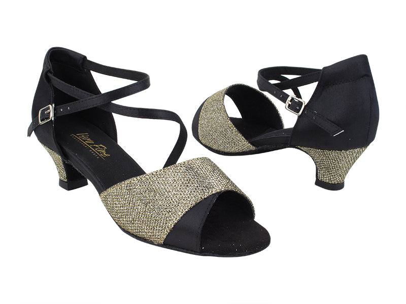 1659 Black Satin_F_B_101 Glitter_F_H with 1.3&quot; Cuban Heel (387) in the photo