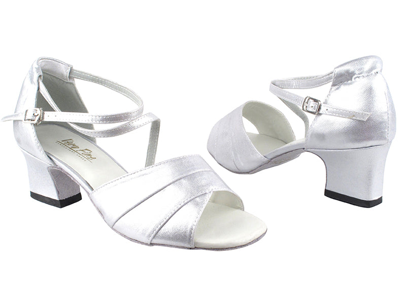 1659 259 Silver Satin with 2"TC Heel in the photo