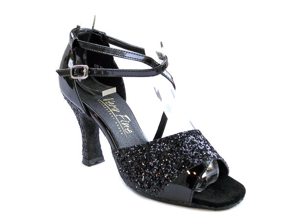 1659 Black Sparkle (H) &amp; Black Patent with 3&quot; Heel in the photo