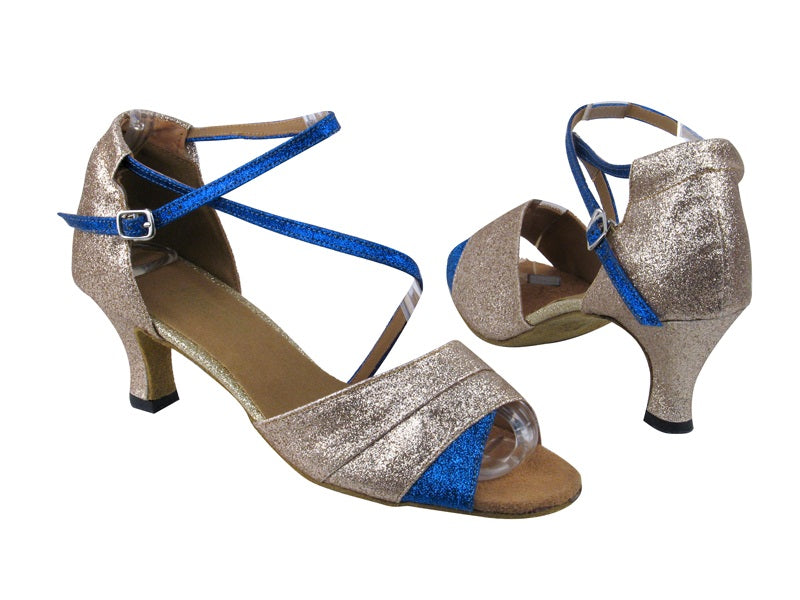 1659 Gold Stardust_H_Blue Stardust Strap with 2.5&quot; Low heel in the photo