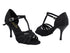 16612 127 Black Stardust_Black Mesh with 3" Slim Black Plated Heel in the photo