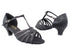 16612 127 Black Stardust_F_38 Black Satin_B_Black Mesh with 1.3" Cuban Heel in the photo