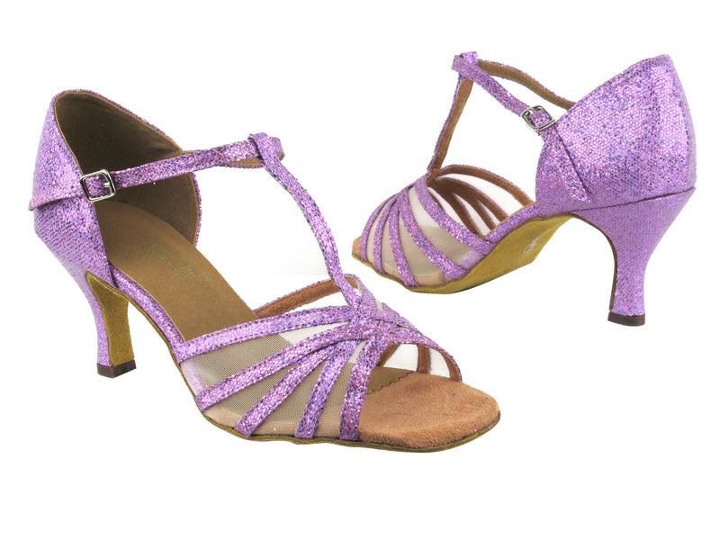 16612 190 Purple Scale_Flesh Mesh_Brown Insole with 2.75&quot; Flare Heel in the photo