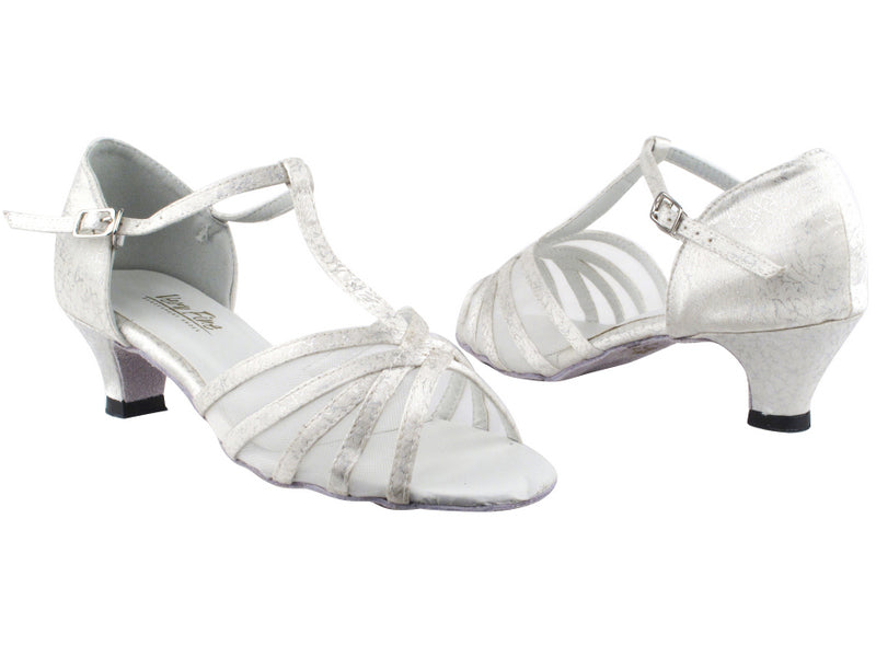 16612 191 White Flower Satin_White Mesh with 1.3&quot; Heel in the photo