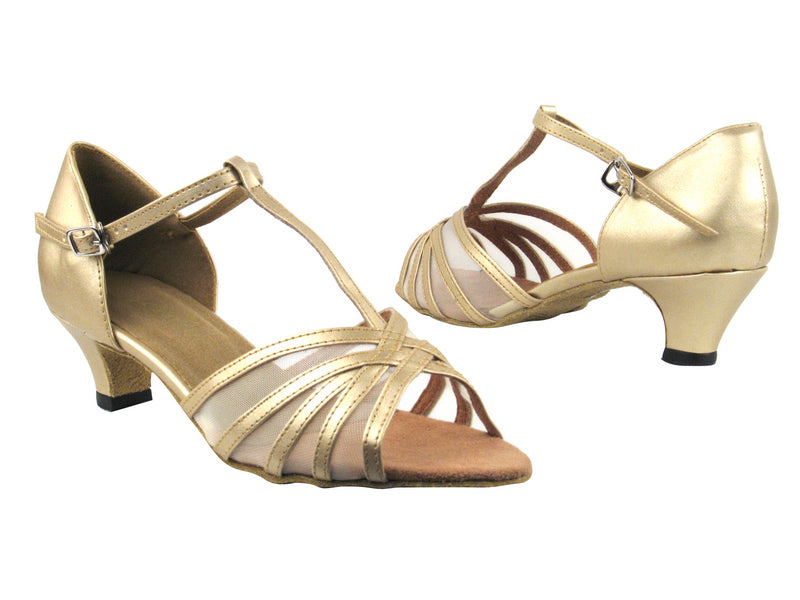 16612 57 Light Gold Leather_Flesh Mesh with 1.3&quot; Heel in the photo