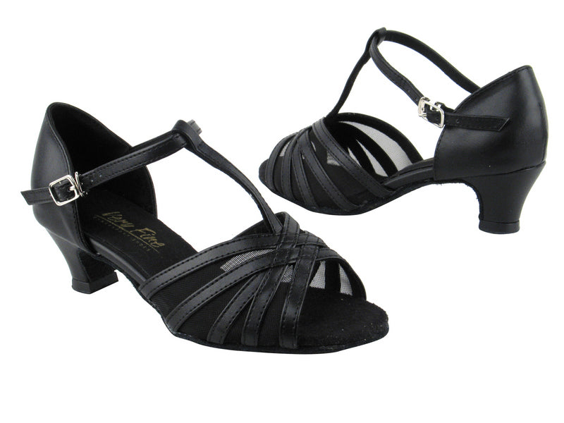 16612 Black Leather_Black Mesh with 1.3&quot; Cuban heel in the photo