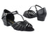 16612FT Black Leather_Black Mesh with 1" Flat Heel in the photo