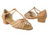 16612FT Tan Satin_Flesh Mesh with 1" Flat Heel in the photo