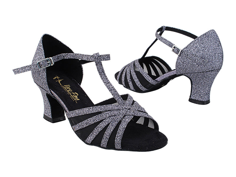 16612LEDSS 4 Grey Stardust_Black Mesh with 2.2&quot; Thick Cuban Heel (2317) in the photo