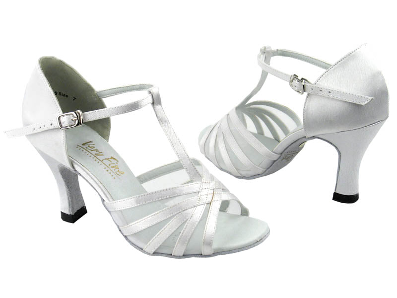 16612 White Satin &amp; White Mesh with 3&quot; Heel in the photo