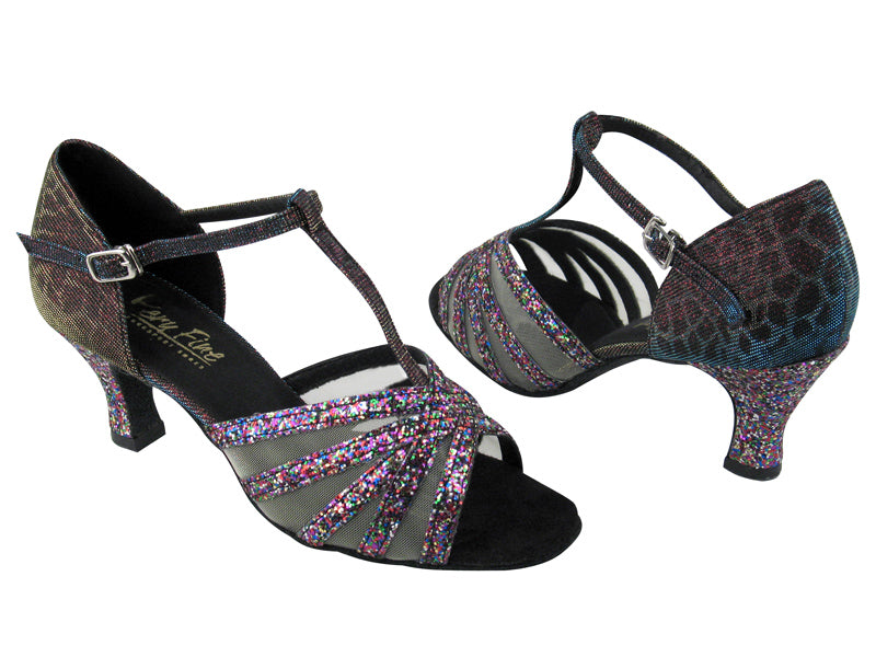 16612 189 Party Sparkle &amp; Blue Illusion &amp; Flesh Mesh with 2.5&quot; Low Heel in the photo