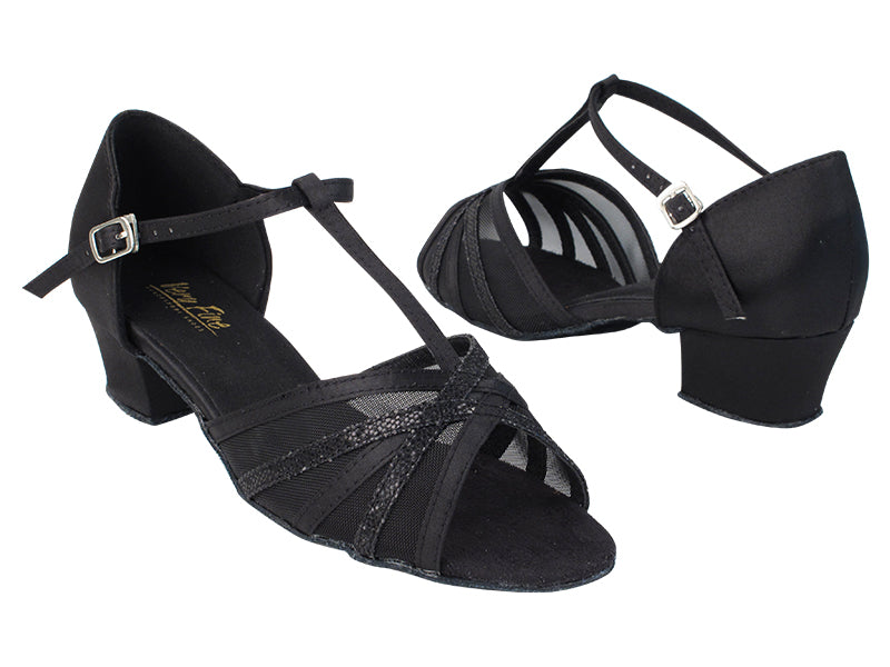 16612 38 Black Satin_269 Black Scale_Black Mesh with 2001_1.5&quot; Heel in the photo