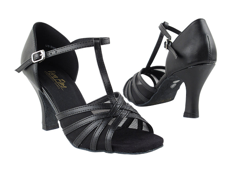 16612 Black Leather &amp; Black Mesh with 3&quot; Heel in the photo