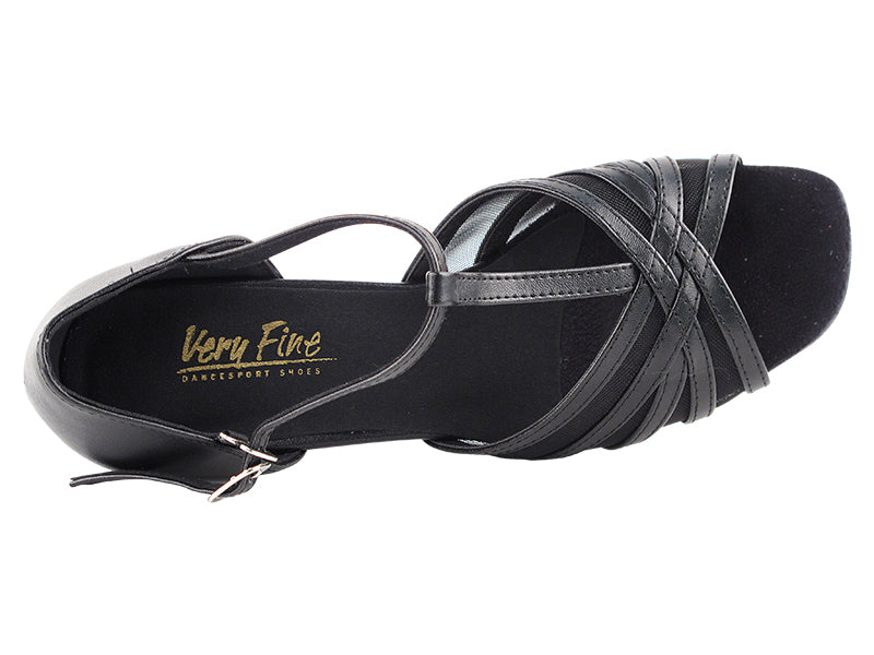 16612 Black Leather &amp; Thick Cuban Heel
