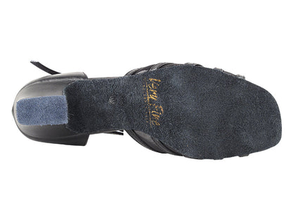 16612 Black Leather &amp; Thick Cuban Heel