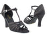 16612 Black Satin & Black Mesh with 3" Heel in the photo