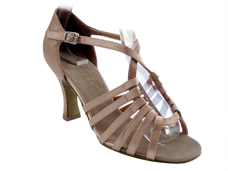 1661 Brown Satin with 3&quot; Heel in the photo