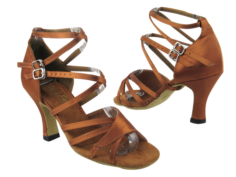 1662B 236 Dark Tan Satin with 3&quot; heel in the photo