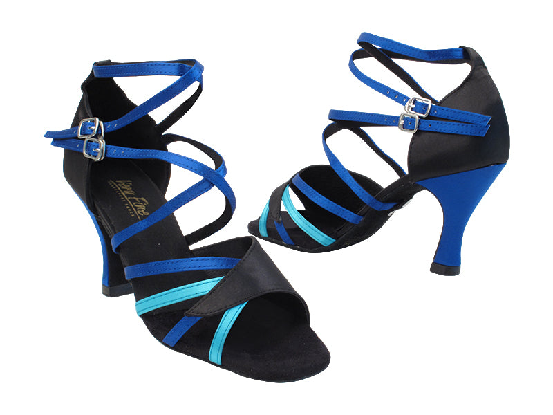 1662B 38 Black Satin_230 Light Blue Satin_T_247 Gem Blue Satin_S_T_H with 3&quot; Heel in the photo