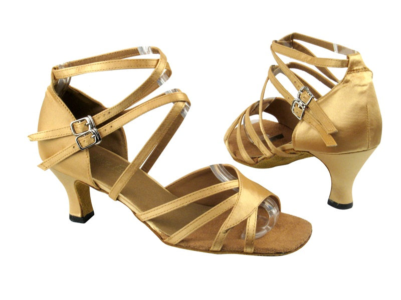 1662B 80 Light Gold Satin with 2.5&quot; Low heel in the photo